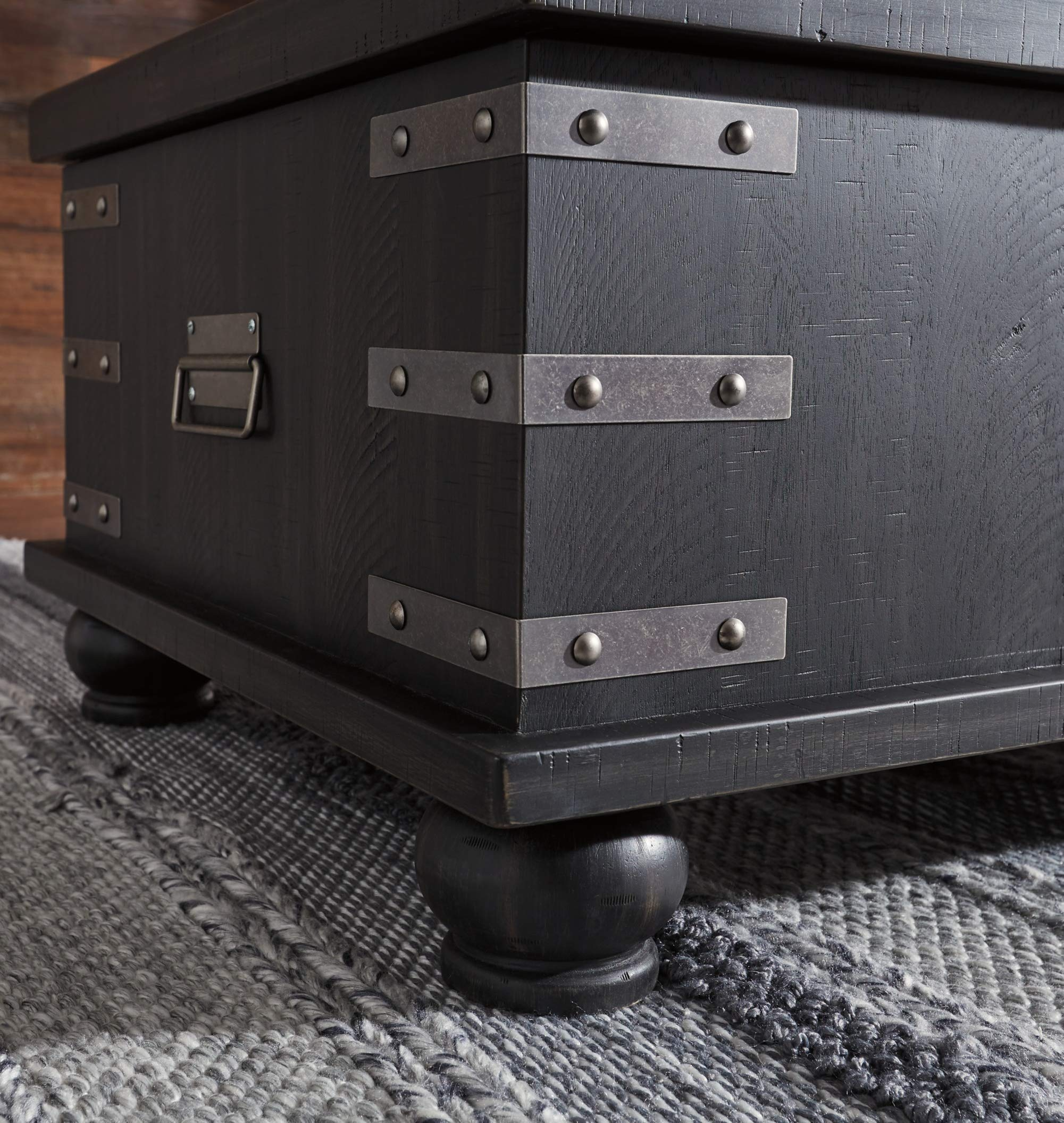 【Furniture】Delmar Modern Farmhouse Lift Top Coffee Tables, Black