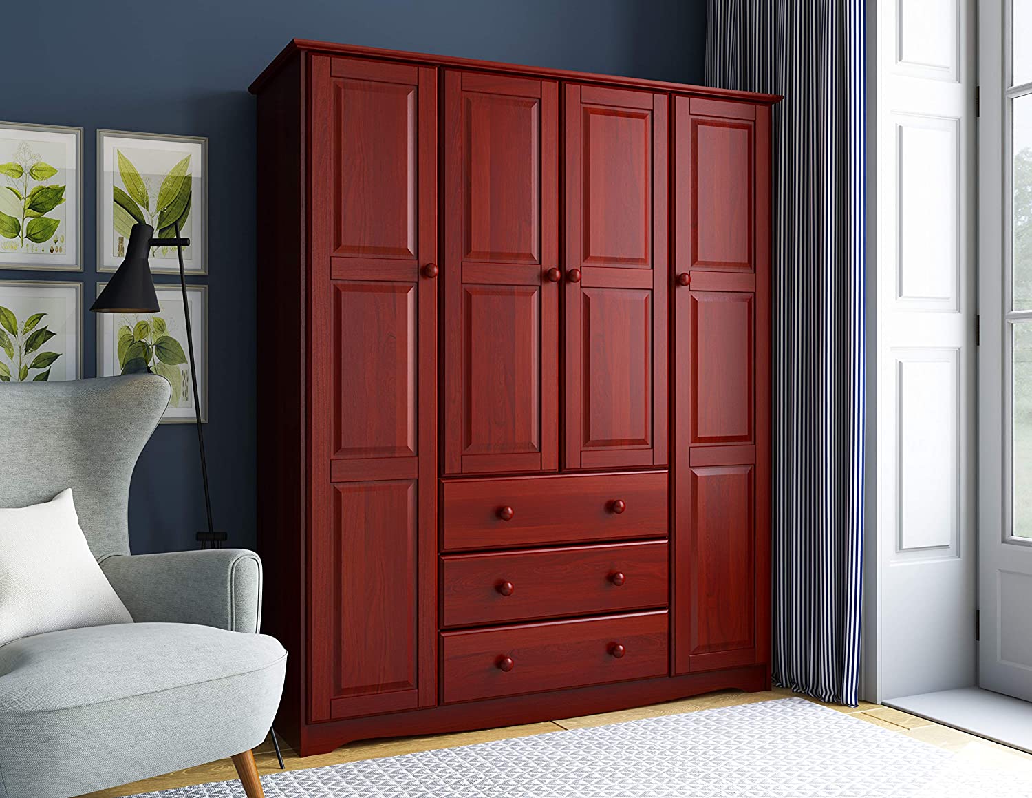 【Furniture】100% Solid Wood Family Wardrobe/Armoire/Closet, 60