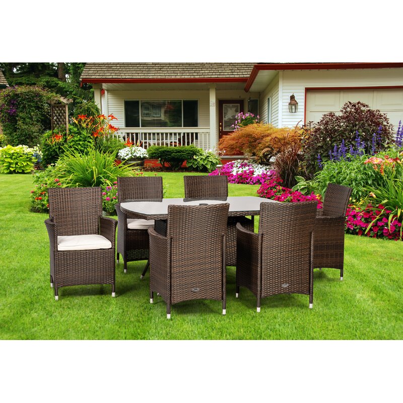 【Furniture】Rectangular 6 - Person 150Cm Long Dining Set with Cushions