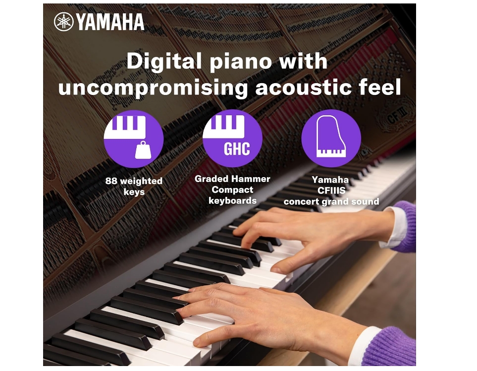 Yamaha P-145 Digital Piano, Black - Lightweight, Portable digital piano with Graded-Hammer-Compact keyboard, 88 weighted keys and 10 instrument sounds