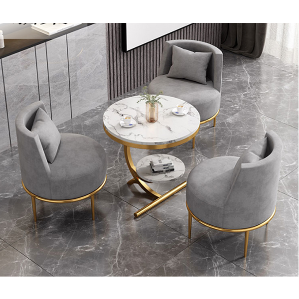 【Furniture】Four Sets Outdoor Leisure Tea Table Chair Combination Backrest Chair 1 Table and 3 Chairs