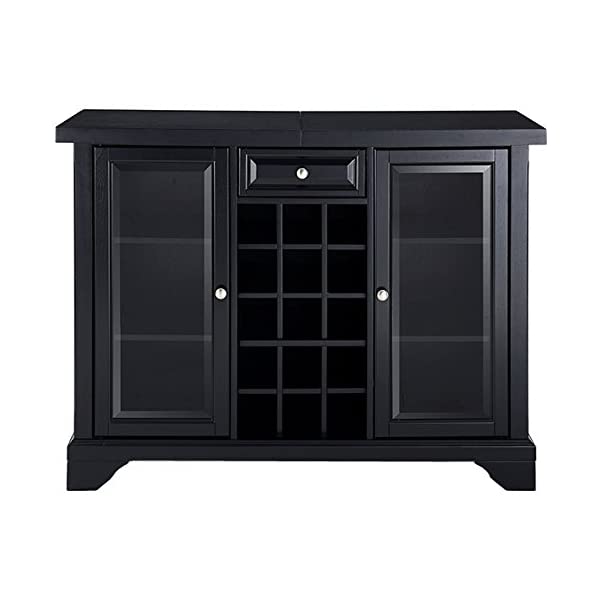 Crosley Furniture Lafayette Sliding Top Bar Cabinet, Black Black LaFayette