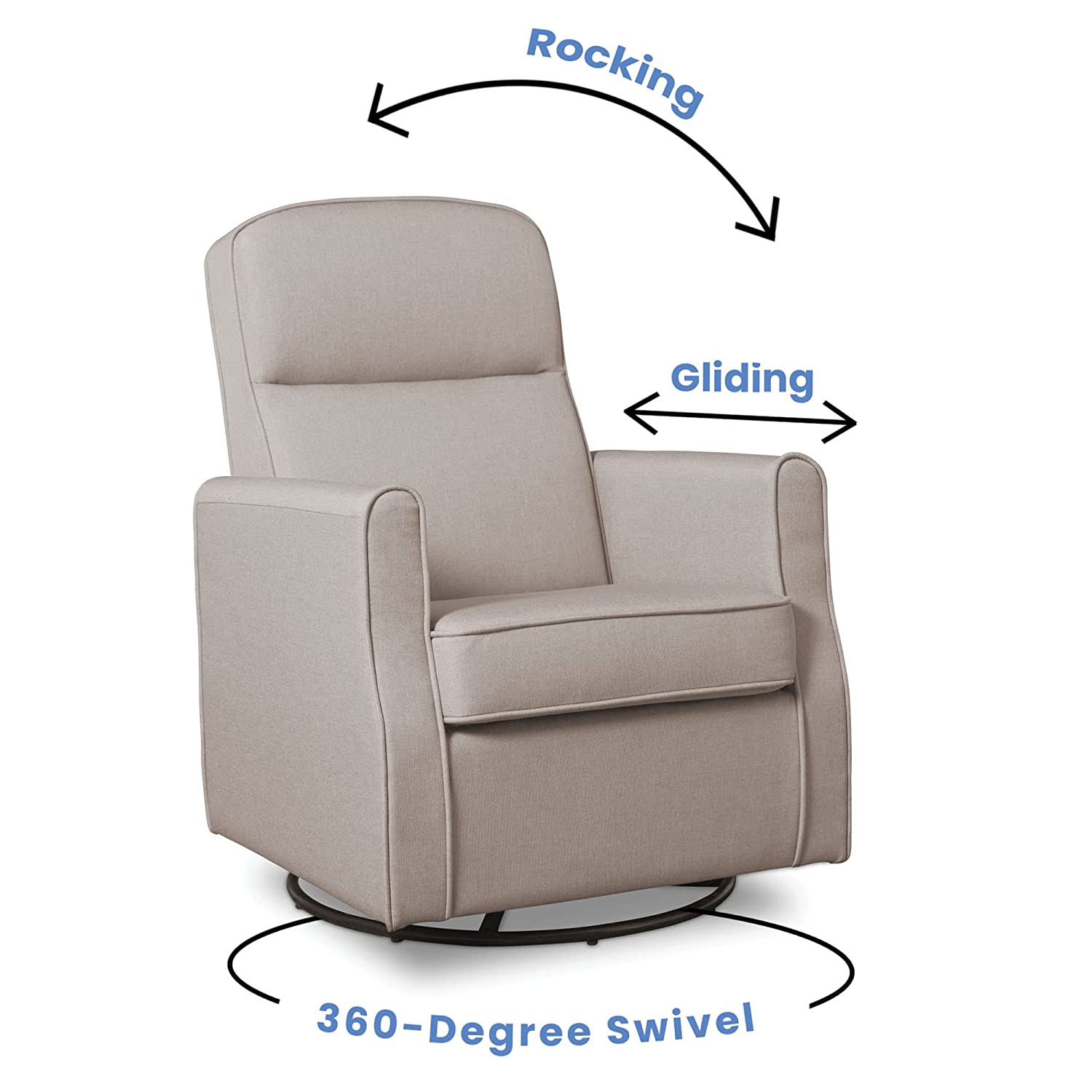 Delta Children Blair Slim Nursery Glider Swivel Rocker Chair, Taupe , 26.5x31.5x 36 Inch (Pack of 1)