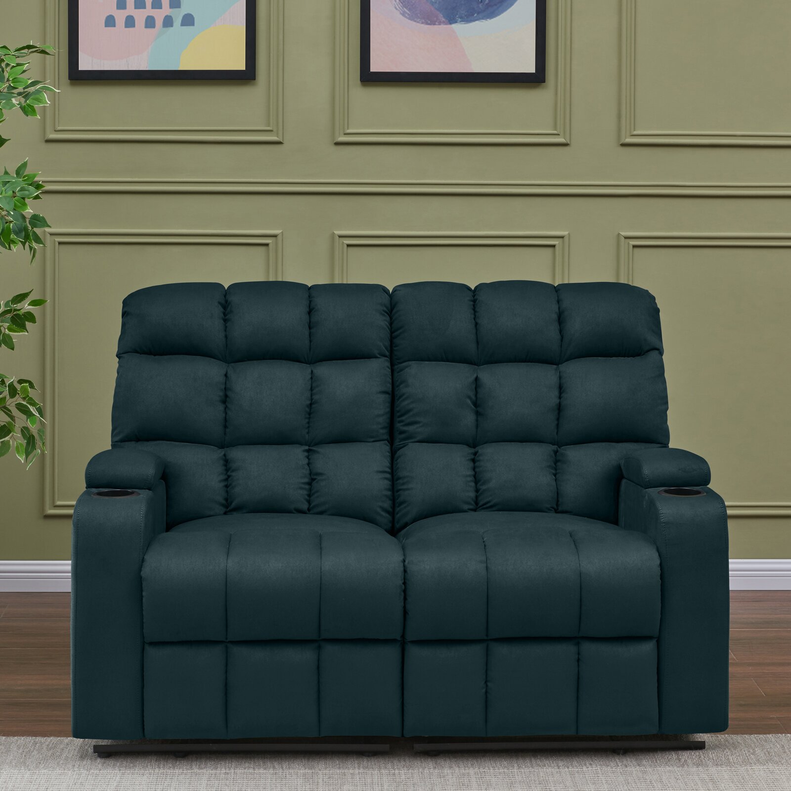 【Furniture】Grigor 57.5'' Wide Home Theater Loveseat with Cup Holder