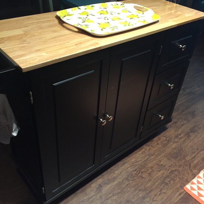 Kuhnhenn 53.5'' Wide Rolling Kitchen Cart with Solid Wood Top