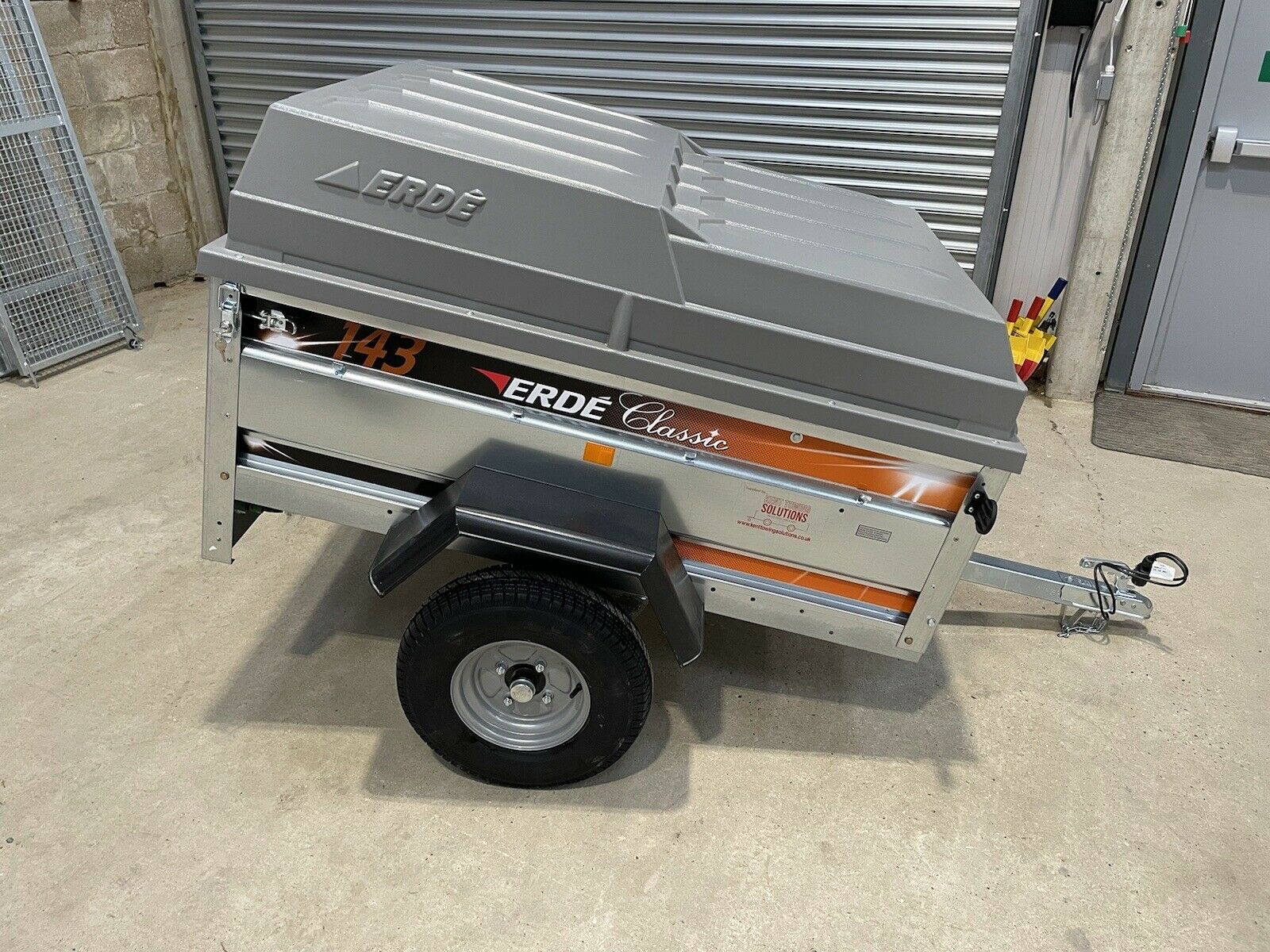 Newly assembled Erde 143 box car camper trailer with lockable ABS hard top