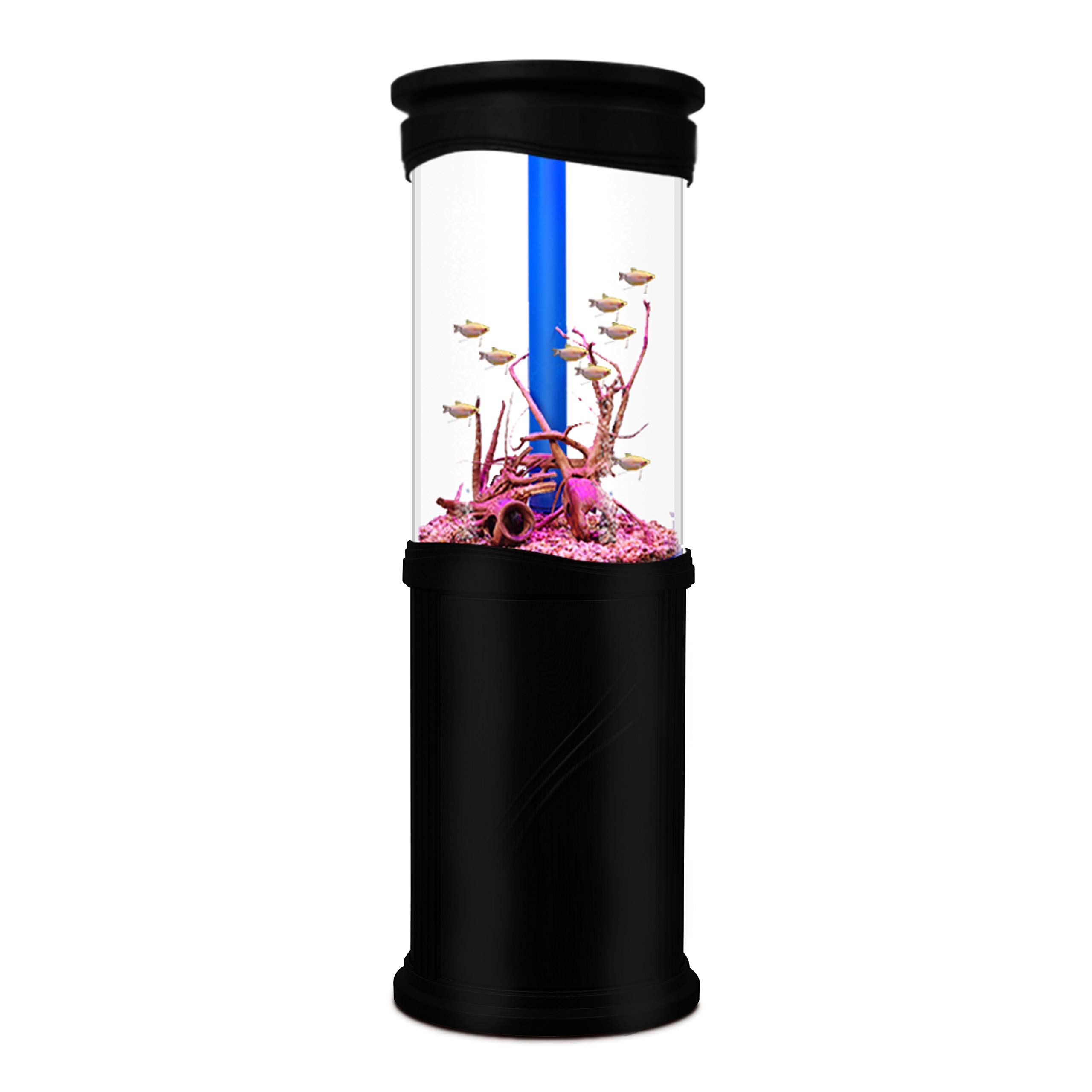 【Furniture】Aqualic 360 Acrylic Aquarium Cylinder Fish Tank 70 Gallons w/ LED Light & Sump Tank